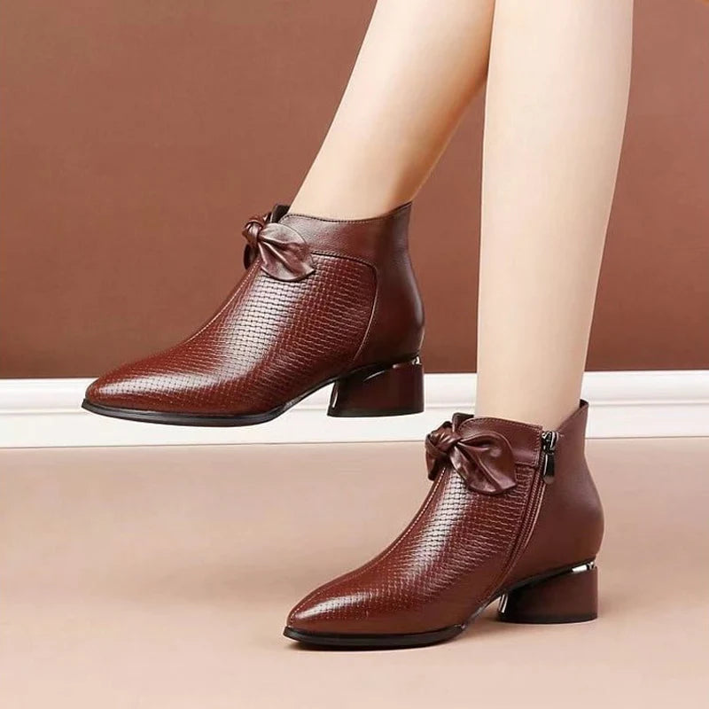 Damesmode echt lederen schoenen met hoge hakken