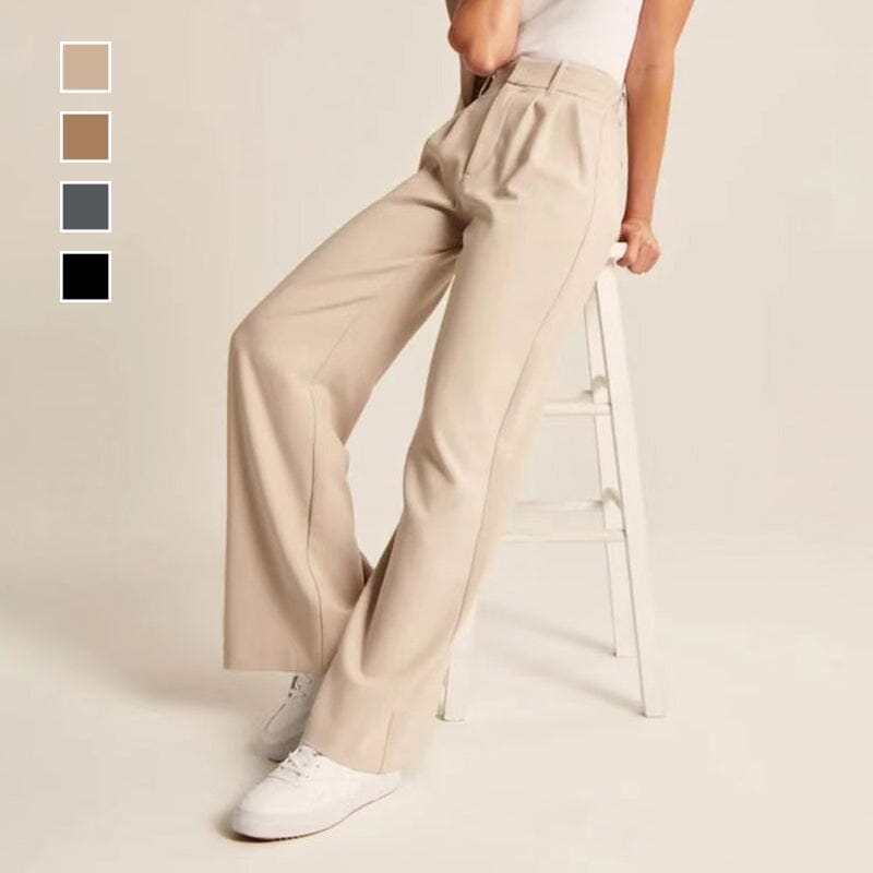 Op maat gemaakte broek met wijde pijpen en hoge taille