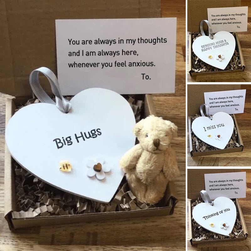 Houten hartzak teddybeer knuffel